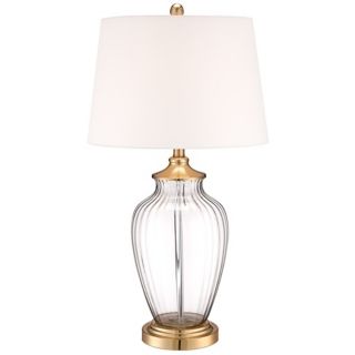 Fluted Glass and Brass Table Lamp   #X1594