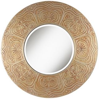 Timur 31 3/4" Round Gold Wall Mirror   #W4281