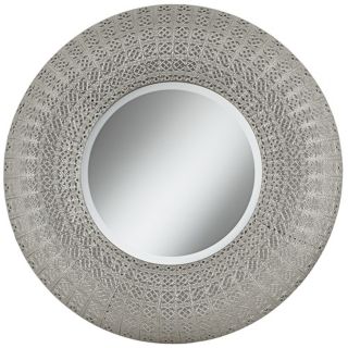 Pounded Metal 29" High Rounded Wall Mirror   #X3215