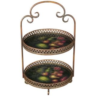 2 Tier Gold and Fruit Metal Cake Stand   #P3899