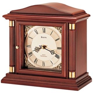 Bramley Walnut Wood 12" Wide Bulova Mantel Clock   #10140