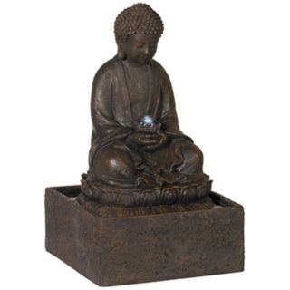 Meditating Buddha 19" High Solar LED Fountain   #R5953