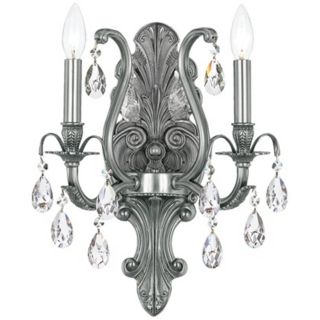 Crystorama Dawson 2 Light 13" Wide Pewter Wall Sconce   #V8783