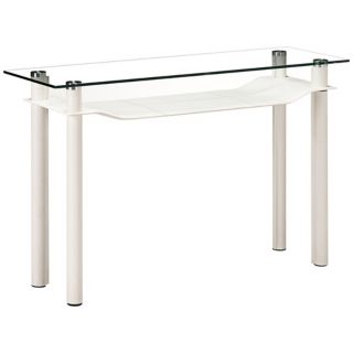 Zuo Tier White Leatherette and Glass Console Table   #V8390