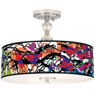 Paintbox Giclee 16" Wide Semi Flush Ceiling Light   #N7956 P9826