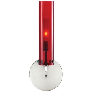 LBL Top Wall II Nickel Red Glass 12" High Wall Sconce   #X6398