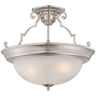 Conroy White Marble 16" Wide Brushed Steel Ceiling Light   #W4431