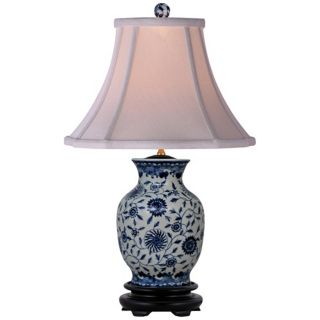 Blue and White English Floral Porcelain Vase Table Lamp   #N1977
