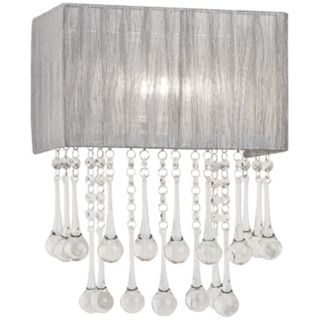 Possini Euro Silver and Crystal 14" High Wall Sconce   #96531