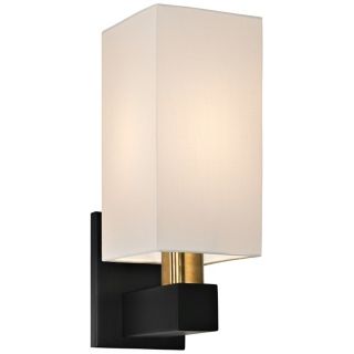 Sonneman Cubo 14" High Natural Brass and Black Wall Sconce   #W9601