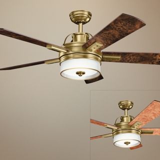 52" Kichler Lacey Burnished Antique Brass Ceiling Fan   #R5871