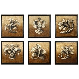 Set of 6 Sienna Framed Leaves Wall Art Pieces   #M0434