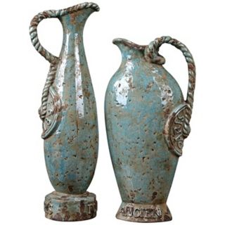 Set of 2 Uttermost Embossed Freya Vases   #T7558