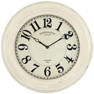 Kensington Station Ivory Wash 30" Round Wall Clock   #W4792