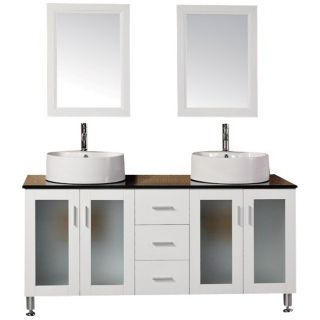 Malibu White 60" Wide Modern Double Sink Vanity Set   #X3090