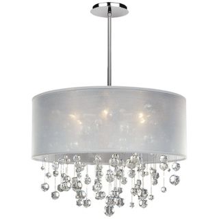 Danube Crystal and White Shade 21" Wide Pendant Chandelier   #U5125