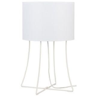 Lights Up Virgil White Linen Shade Table Lamp   #T6655
