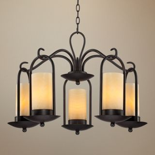Onyx Faux Stone Candle 30" Wide Espresso Outdoor Chandelier   #T9493