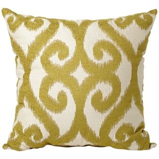 Patola Print 22" Square Green and Ivory Throw Pillow   #V6481