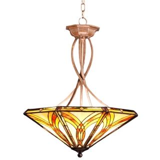 Tiffany Amber Glass Inverted Pendant Chandelier   #87268