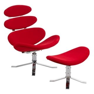 Petal Lounge Red Velour Microfiber Contemporary Chair   #G4236