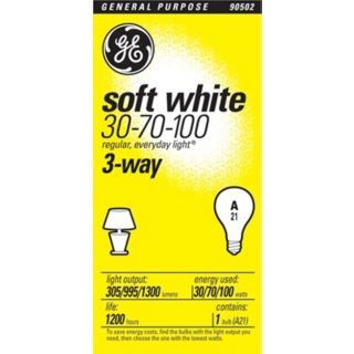 GE 3 Way Soft White Bulb    30/70/100 Watts   #90502