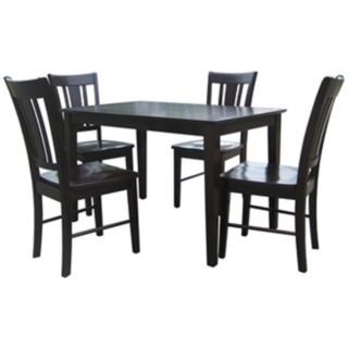 Set of 5 Black Onyx Gathering Table with Slatback Chairs   #U4307