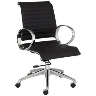 Linear Black and Chrome Low Back Desk Chair   #U7606