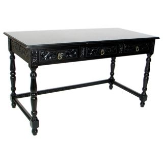 Three Drawer Traditional Console Table in Dark Brown Finish   #H5502