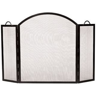 Three Fold Graphite 35" High Twisted Arched Fireplace Screen   #U9317