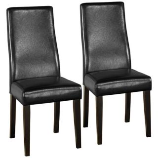 Set of 2 Black Leather Side Chairs   #W6123