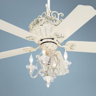 52" Casa Chic Antique White Ceiling Fan with 4 Light Kit   #12277 19775