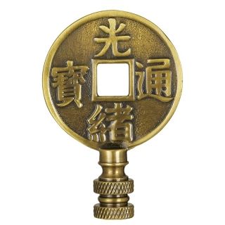 3 1/8" High Chinese Coin Antique Brass Lamp Shade Finial   #G3183
