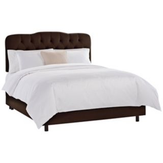 Chocolate Velvet Tufted Bed   #V7275