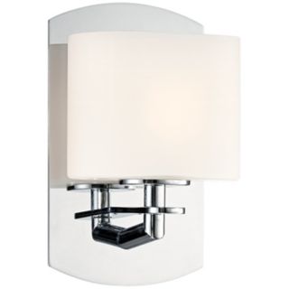 Chrome 7 1/2" Wide Etched White Glass Wall Sconce   #T9715
