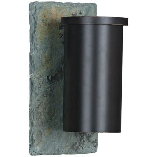 Oil rubbed bronze finish. Natural slate. Metal shade. Takes one 60