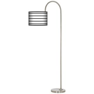 Black Parallels on White Arc Tempo Giclee Floor Lamp   #M3882 N0321