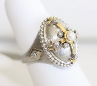 Jude Frances Sterling Silver 18K Gold Pearl Diamond Ring