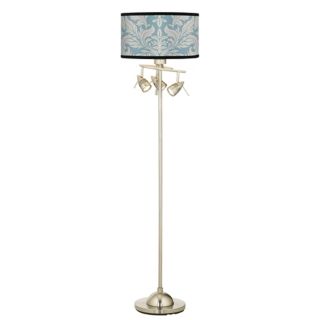 Ivory/Blue Tapestry Giclee 4 Light Floor Lamp   #84019 87599