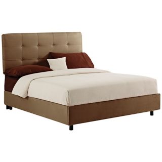Khaki Microsuede Tufted Bed   #N6203