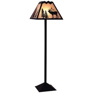 Mountain with Elk Mica Shade Floor Lamp   #H3825