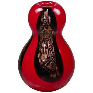 Dale Tiffany Roseville Black and Red Art Glass Gourd Vase   #X4919