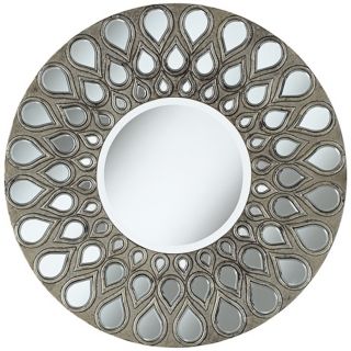 Silver Teardrop 32" Round Wall Mirror   #W3840