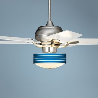 Casa Optima Brushed Steel Finish Bold Blue Stripe Ceiling Fan   #86646 32431 44803 J5452