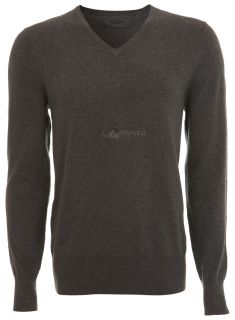 Burton Mens V Neck Jumper Sweater Plain Top Black Grey Wool