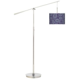 Purple Paisley Linen Giclee Boom Arm Floor Lamp   #N0749 T8130