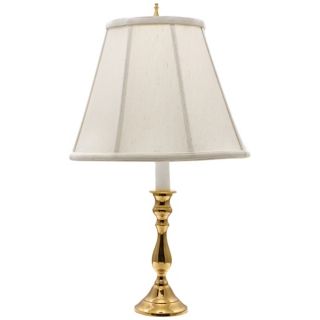 Polished Brass White Shade Candlestick Accent Lamp   #J9025