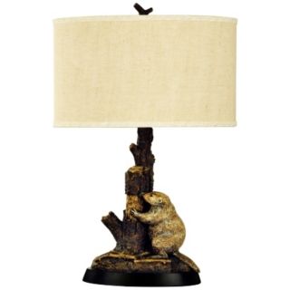 Beaver and Tree Trunk Table Lamp   #J2259
