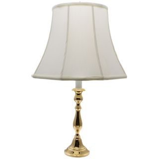 Polished Brass White Shade Candlestick Table Lamp   #J8950