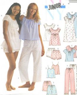 Junior Nightgown Top Camisole Shorts Pants Bloomers Sewing Pattern NY